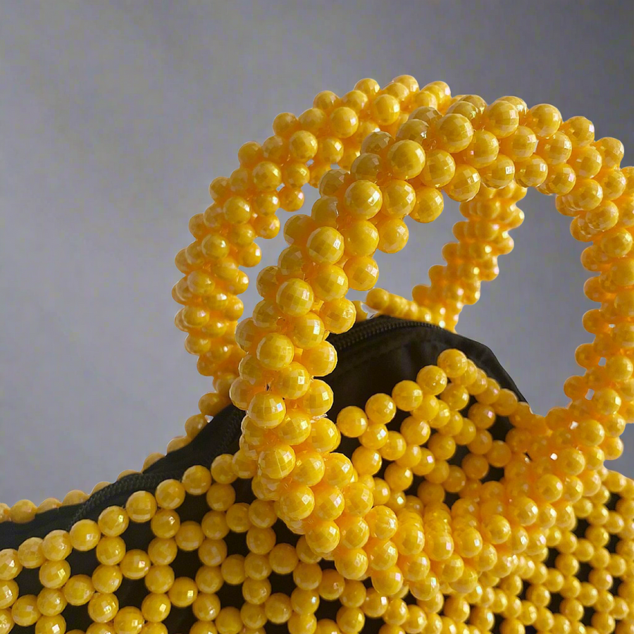 'QUEEN BEE' Handcrafted Yellow Beaded Bag - Blanksn Jewellery-[motivational and inspirational Jewellery]- [beautiful Jewellery]