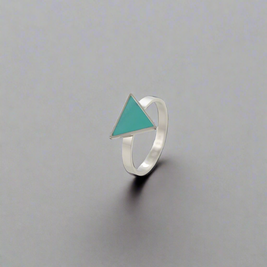 Wisdom Turquoise Triangle Ring Silver