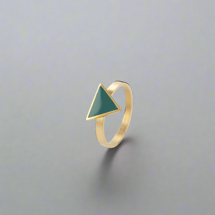 Wisdom Turquoise Triangle Ring Gold, [motivational and inspirational Jewellery], [beautiful Jewellery]
