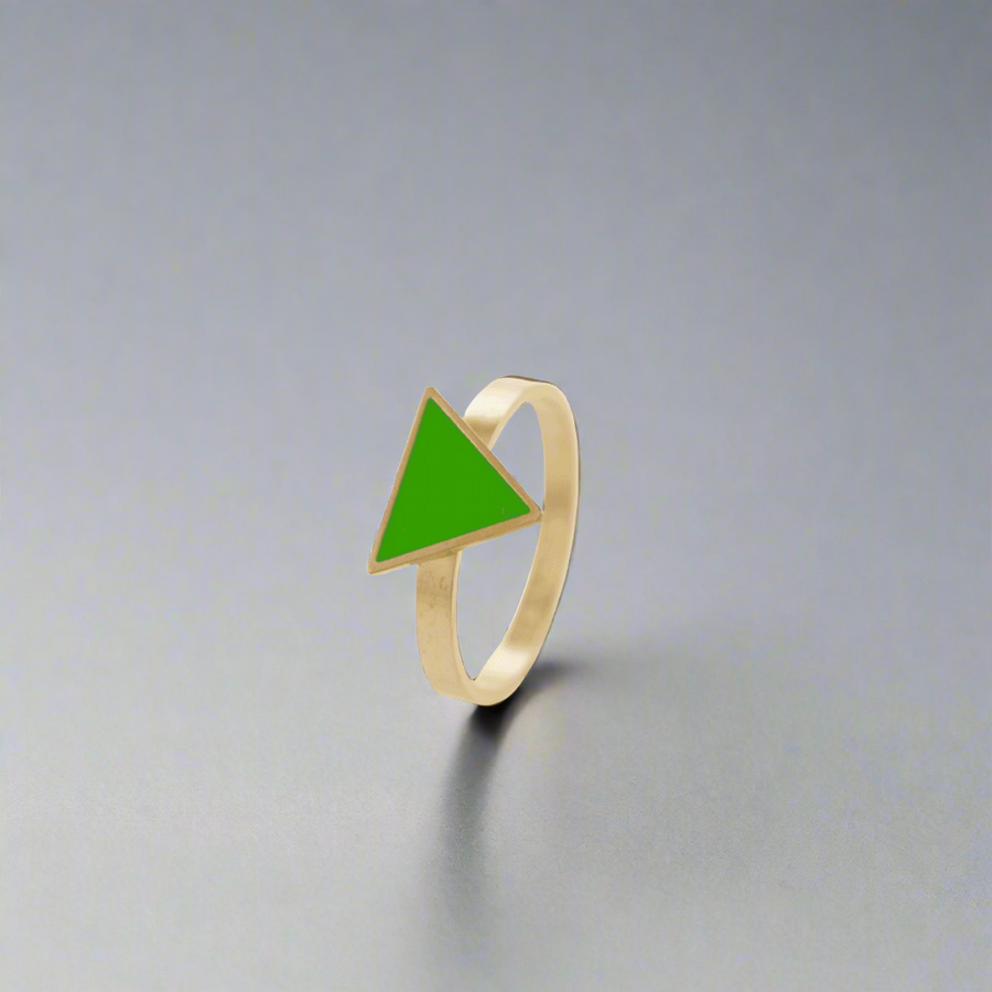 Healing Green Triangle Ring Gold, [motivational and inspirational Jewellery], [beautiful Jewellery]
