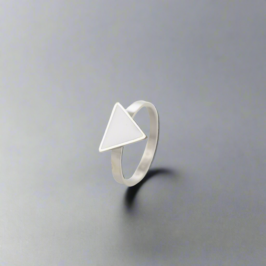 Purity White Triangle Ring Silver, [motivational and inspirational Jewellery], [beautiful Jewellery]