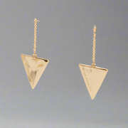 Gold triangular empowering earrings