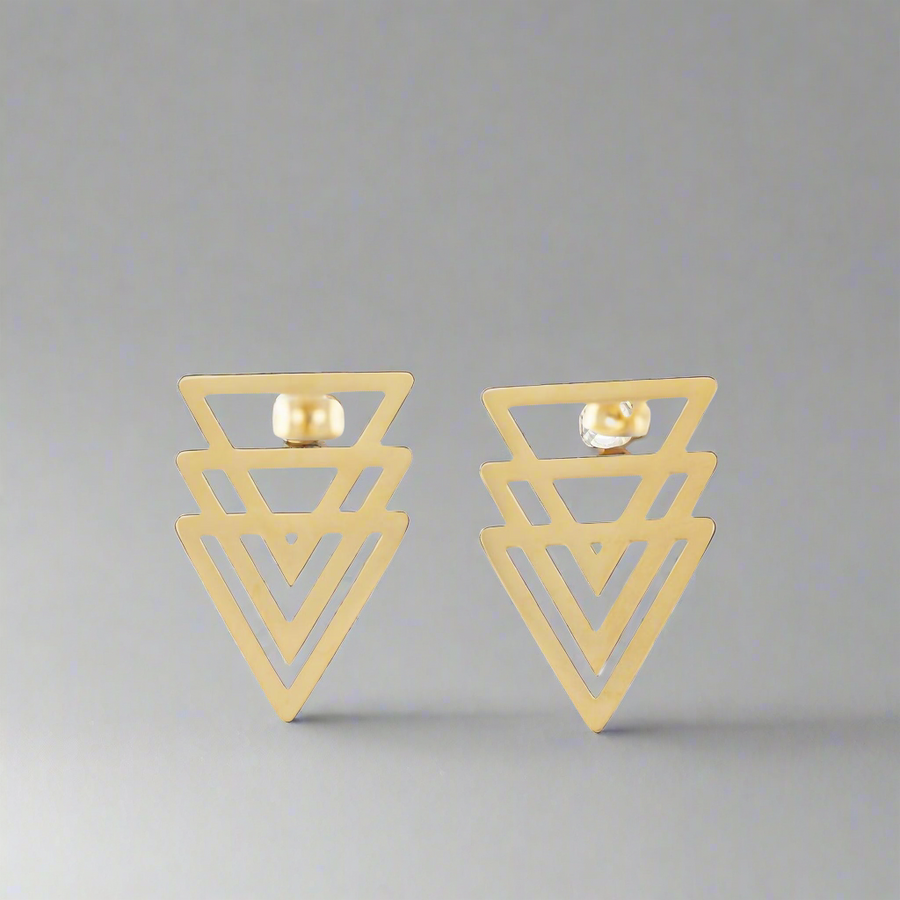 Energy Triangle Drop Earrings Gold, [motivational and inspirational Jewellery], [beautiful Jewellery]